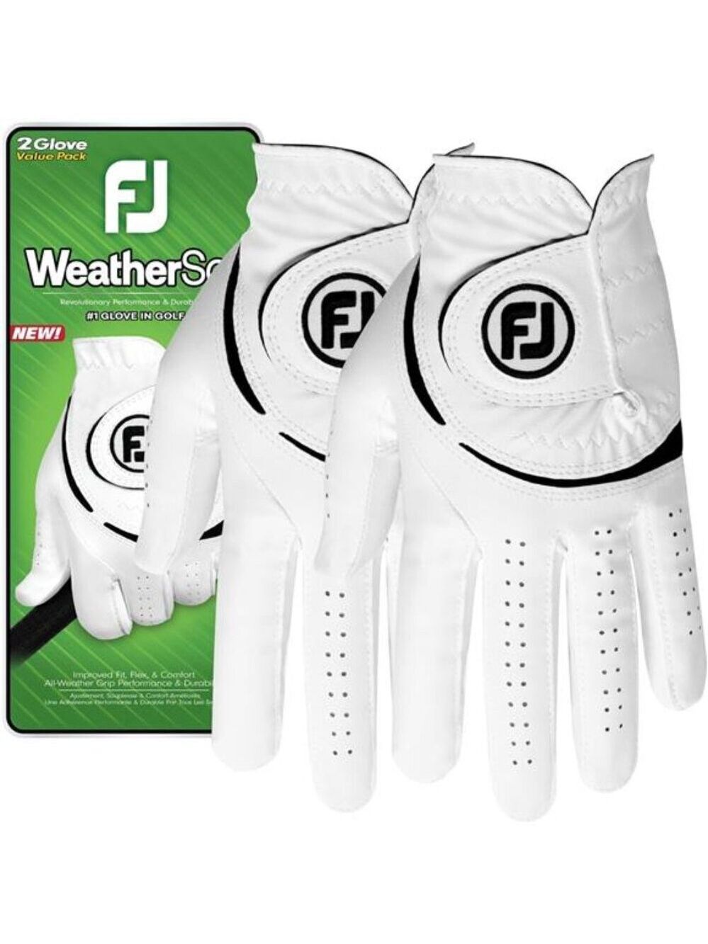 Mens Golf Gloves 2 Pack WeatherSof Soft Breathable Comfortable Grip Adjustable
